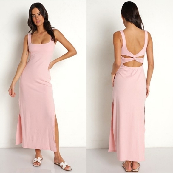 New L*Space Mara Cutout Midi Dress in Rose Quartz NWT Large - Picture 7 of 14